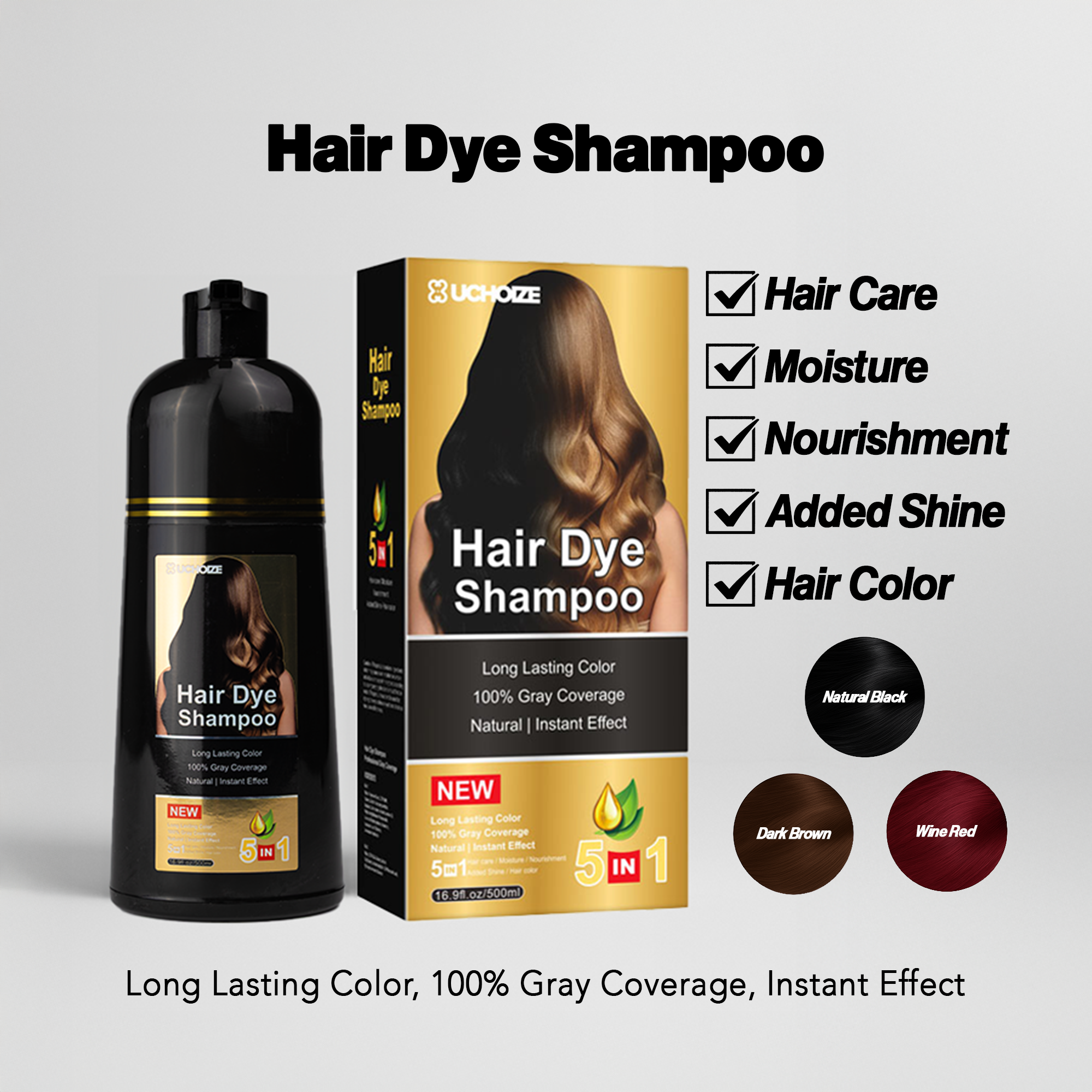 Hair Dye Shampoo | UCHOIZE Color-Depositing Gray Coverage